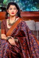bleu et la couleur rouge Banarasi saris en soie
