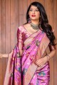 couleur magenta Banarasi soie sari