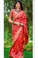 couleur rouge Banarasi saris en soie