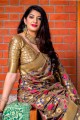 couleur beige Banarasi saris en soie