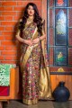 couleur beige Banarasi saris en soie