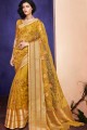 couleur jaune foncé orgenza sari de soie