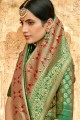 base de soie couleur verte sari