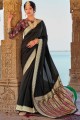 sari banarasi en soie banarasi noir avec tissage
