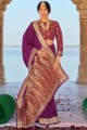 banarasi silk banarasi sari in purple with weaving
