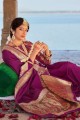 banarasi silk banarasi sari in purple with weaving