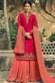 Costume Sharara rose georgette en satin rose