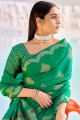 vert d'eau tissage banarasi sari en soie banarasi