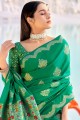 vert d'eau tissage banarasi sari en soie banarasi
