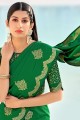 tissage banarasi soie banarasi sari en vert avec chemisier