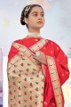 banarasi soie rose banarasi sari en tissage