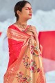 banarasi soie rose banarasi sari dans le tissage
