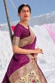 sari banarasi violet avec tissage de soie banarasi