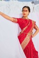 tissage banarasi soie banarasi sari en rouge