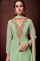 Sea green Georgette Straight Pant Suit