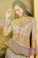 Costume s Anarkali en soie beige