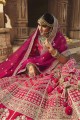 choli de mariée en soie lehenga avec brodé en rose