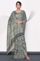 Tissage à la main, sari en coton gris