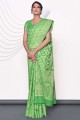 saris vert à la main, tissage de coton