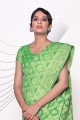 saris vert à la main, tissage de coton