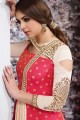 costume jacquard couleur rose soie Anarkali