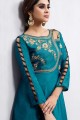 art couleur bleu costume soie Anarkali