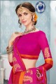 sari art coton couleur rose Rani de soie