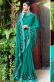 mousseline de soie couleur bleu turquoise sari de soie