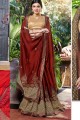 couleur rouge foncé georgette sari