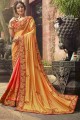 art couleur jaune et orange saris en soie