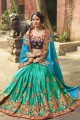 bleu & art couleur verte mer saris en soie