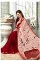 Maroon & bébé couleur rose georgette sari