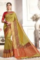 art couleur verte poire saris en soie