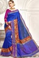 art royal couleur bleue saris en soie