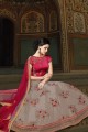 gris & art couleur rose costume soie Anarkali