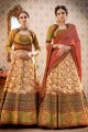 beige et couleur vert Banarasi art soie choli lehenga