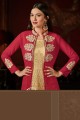 rose foncé et costume couleur georgette beige Anarkali