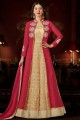 rose foncé et costume couleur georgette beige Anarkali