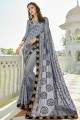 couleur gris pâle sari de soie