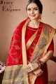 couleur rouge sari de soie de coton