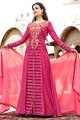 satin de coton de couleur rose magenta costume Anarkali