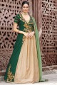 art couleur beige et vert costume de soie Anarkali