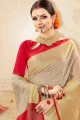 coton de couleur gris pâle handloom soie sari