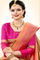 couleur beige khadi sari en soie de coton