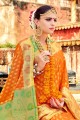 couleur jaune musturd Banarasi sari de soie art