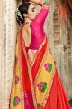 couleur orange foncé art saris en soie