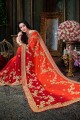 orange et couleur rouge georgette sari