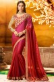 rose et couleur rouge georgette sari
