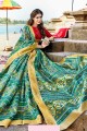 coton couleur verte mer saris en soie