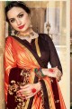 lycra orange et brun & georgette sari